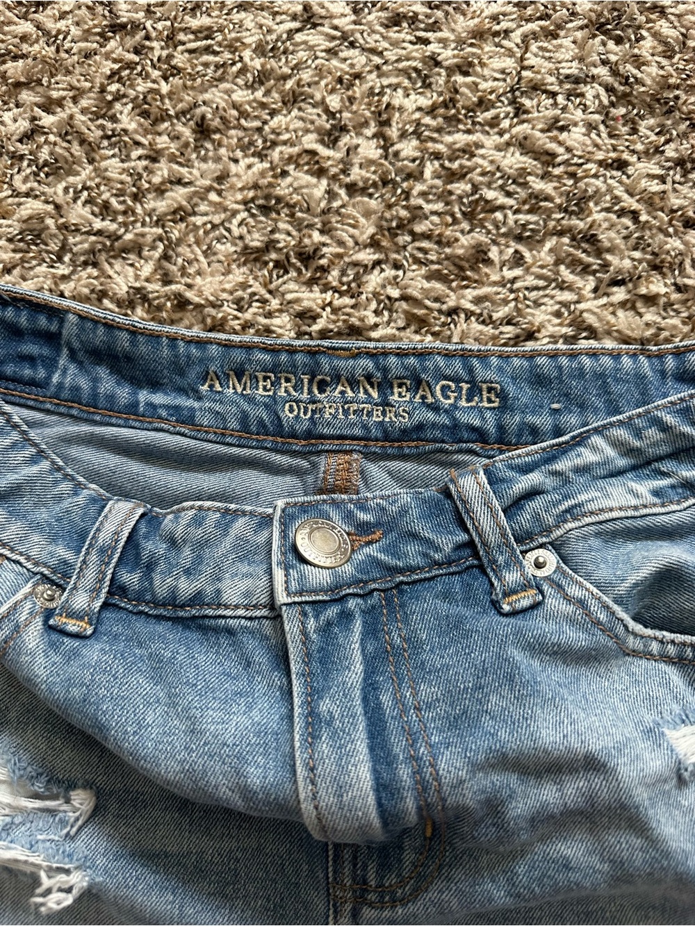 American Eagle Outfitters Light Blue Distressed Denim Shorts - Picture 2 of 7